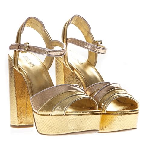 michael kors platform sandals gold|michael kors mackenzie platform sandals.